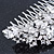 Bridal/ Wedding/ Prom/ Party Rhodium Plated Clear Crystal Rose Flower Hair Comb - 85mm - view 9