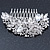 Bridal/ Wedding/ Prom/ Party Rhodium Plated Clear Crystal Rose Flower Hair Comb - 85mm - view 7