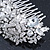 Bridal/ Wedding/ Prom/ Party Rhodium Plated Clear Crystal Rose Flower Hair Comb - 85mm - view 5