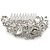 Bridal/ Wedding/ Prom/ Party Rhodium Plated Clear Crystal Rose Flower Hair Comb - 85mm - view 3