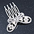 Small Bridal/ Wedding/ Prom/ Party Rhodium Plated Clear Crystal, Pearl Butterfly Hair Comb - 45mm - view 4
