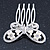Small Bridal/ Wedding/ Prom/ Party Rhodium Plated Clear Crystal, Pearl Butterfly Hair Comb - 45mm - view 5