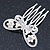 Small Bridal/ Wedding/ Prom/ Party Rhodium Plated Clear Crystal, Pearl Butterfly Hair Comb - 45mm - view 8