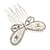 Small Bridal/ Wedding/ Prom/ Party Rhodium Plated Clear Crystal, Pearl Butterfly Hair Comb - 45mm - view 2