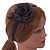 Black Silk Rose Flower with Feather Elastic Headband/ Headwrap - view 3