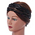 Black Stripy Fabric Wide Elastic Headband/ Headwrap - view 3