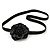 Black Leather Poppy Flower Elastic Headband/ Headwrap - view 5