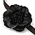 Black Leather Poppy Flower Elastic Headband/ Headwrap - view 3
