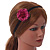 Red Leather Poppy Flower Elastic Headband/ Headwrap - view 2