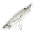 Thin White Acrylic Plain Barrette Hair Clip Grip (Silver Tone) - 85mm Across - view 4