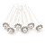 Bridal/ Wedding/ Prom/ Party Set Of 6 Rhodium Plated Crystal Simulated Pearl Flower Hair Pins - view 2