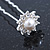 Bridal/ Wedding/ Prom/ Party Set Of 6 Rhodium Plated Crystal Simulated Pearl Flower Hair Pins - view 4