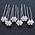 Bridal/ Wedding/ Prom/ Party Set Of 6 Clear Austrian Crystal Daisy Flower Hair Pins In Silver Tone - view 1