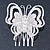 Bridal/ Prom/ Wedding/ Party Rhodium Plated Clear Austrian Crystal Butterfly Side Hair Comb - 55mm W