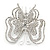 Bridal/ Prom/ Wedding/ Party Rhodium Plated Clear Austrian Crystal Butterfly Side Hair Comb - 55mm W - view 4