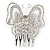 Bridal/ Prom/ Wedding/ Party Rhodium Plated Clear Austrian Crystal Butterfly Side Hair Comb - 55mm W - view 2