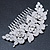 Oversized Bridal/ Wedding/ Prom/ Party Rhodium Plated Clear Crystal Triple Rose Floral Hair Comb - 110mm