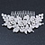 Oversized Bridal/ Wedding/ Prom/ Party Rhodium Plated Clear Crystal Triple Rose Floral Hair Comb - 110mm - view 5