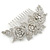 Oversized Bridal/ Wedding/ Prom/ Party Rhodium Plated Clear Crystal Triple Rose Floral Hair Comb - 110mm - view 2