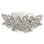 Oversized Bridal/ Wedding/ Prom/ Party Rhodium Plated Clear Crystal Triple Rose Floral Hair Comb - 110mm - view 8