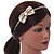 Thin Gold Metallic Faux Leather With Side Textured Bow Alice/ Hair Band/ HeadBand - view 2