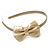 Thin Gold Metallic Faux Leather With Side Textured Bow Alice/ Hair Band/ HeadBand - view 6