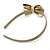 Thin Gold Metallic Faux Leather With Side Textured Bow Alice/ Hair Band/ HeadBand - view 4