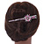 Silver Tone Pink/ Cream Enamel Flower Hair Beak Clip/ Concord Clip  - 13cm Across - view 2