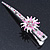 Silver Tone Pink/ Cream Enamel Flower Hair Beak Clip/ Concord Clip  - 13cm Across - view 5