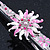 Silver Tone Pink/ Cream Enamel Flower Hair Beak Clip/ Concord Clip  - 13cm Across - view 3