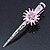 Silver Tone Pink/ Cream Enamel Flower Hair Beak Clip/ Concord Clip  - 13cm Across - view 6