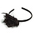 Thin Black With Side Silk & Feather Rose Flower Alice/ Hair Band/ HeadBand - view 7