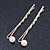 2 Bridal/ Prom Wide Crystal, Simulated Pearl Hair Grips/ Slides In Gold Plating - 55mm Across - view 6