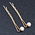 2 Bridal/ Prom Wide Crystal, Simulated Pearl Hair Grips/ Slides In Gold Plating - 55mm Across - view 5