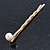 2 Bridal/ Prom Wide Crystal, Simulated Pearl Hair Grips/ Slides In Gold Plating - 55mm Across - view 4