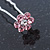 Bridal/ Wedding/ Prom/ Party Set Of 2 Pink Crystal Daisy Flower Hair Pins In Silver Tone - view 6