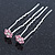 Bridal/ Wedding/ Prom/ Party Set Of 2 Pink Crystal Daisy Flower Hair Pins In Silver Tone - view 7