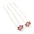 Bridal/ Wedding/ Prom/ Party Set Of 2 Pink Crystal Daisy Flower Hair Pins In Silver Tone - view 8