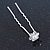 Bridal/ Wedding/ Prom/ Party Set Of 2 Clear Crystal, Pearl Daisy Flower Hair Pins In Silver Tone - view 6