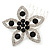 Bridal/ Prom/ Wedding/ Party Rhodium Plated Clear/ Black Austrian Crystal Flower Side Hair Comb - 55mm W - view 7
