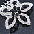 Bridal/ Prom/ Wedding/ Party Rhodium Plated Clear/ Black Austrian Crystal Flower Side Hair Comb - 55mm W - view 3