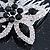 Bridal/ Prom/ Wedding/ Party Rhodium Plated Clear/ Black Austrian Crystal Flower Side Hair Comb - 55mm W - view 4