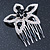 Bridal/ Prom/ Wedding/ Party Rhodium Plated Clear/ Black Austrian Crystal Flower Side Hair Comb - 55mm W - view 5