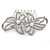 Bridal/ Wedding/ Prom/ Party Rhodium Plated Clear Crystal, Simulated Pearl Double Flower Hair Comb - 75mm - view 6