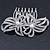 Bridal/ Wedding/ Prom/ Party Rhodium Plated Clear Crystal, Simulated Pearl Double Flower Hair Comb - 75mm - view 7