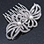 Bridal/ Wedding/ Prom/ Party Rhodium Plated Clear Crystal, Simulated Pearl Double Flower Hair Comb - 75mm - view 2