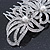 Bridal/ Wedding/ Prom/ Party Rhodium Plated Clear Crystal, Simulated Pearl Double Flower Hair Comb - 75mm - view 4