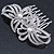 Bridal/ Wedding/ Prom/ Party Rhodium Plated Clear Crystal, Simulated Pearl Double Flower Hair Comb - 75mm - view 5
