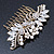 Oversized Bridal/ Wedding/ Prom/ Party Antique Gold Crystal, Pearl Floral Hair Comb - 100mm - view 7