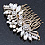 Oversized Bridal/ Wedding/ Prom/ Party Antique Gold Crystal, Pearl Floral Hair Comb - 100mm - view 12